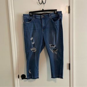 Torrid Premium Denim Distressed High Rise Cropped Jeans